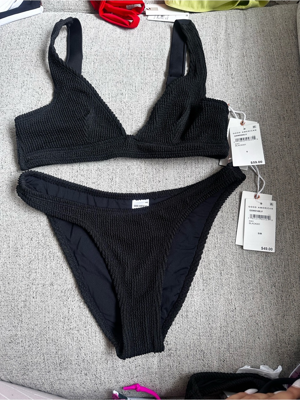 Good American Black Always Fits Two-Piece Bikini Set